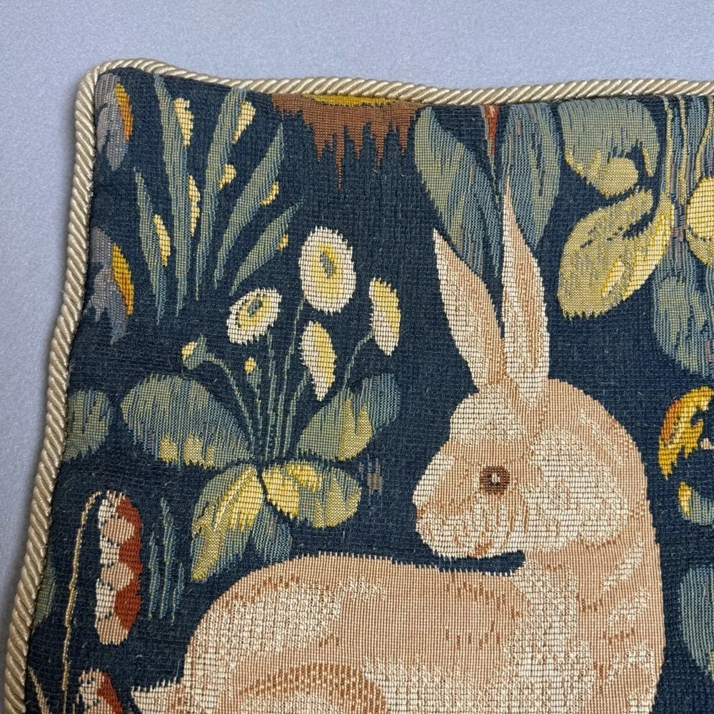 St. Simons Island Tapestry Pillow Case with Bunny Rabbit Design Made in France